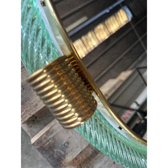 Image 1 of Luxe Italiaanse spiegel in groen water "Torchon" Torciglione Murano glas van Simoeng