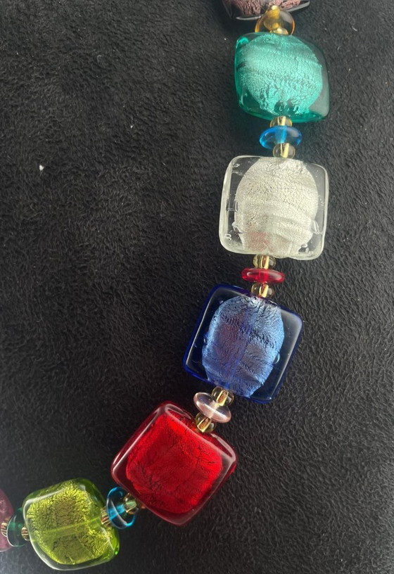 Image 1 of Collana artigianale in vetro di Murano con foglia d’argento – fatta a lume