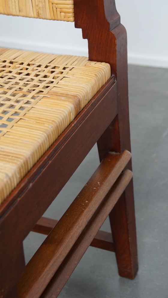 Image 1 of 2 Holzstühle im Art Deco Design mit Sitz und Rückenlehne aus Korbgeflecht