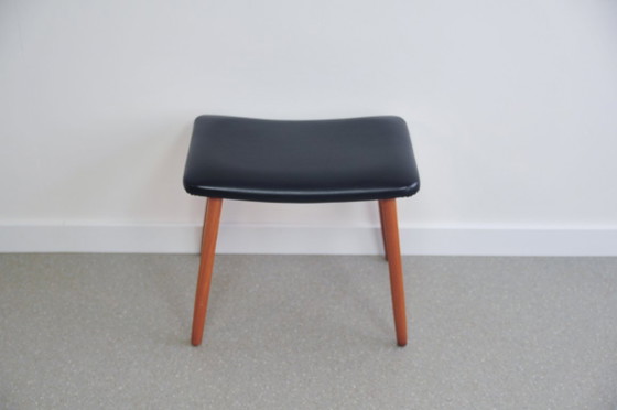 Tabouret Repose-pieds Teck Cuir Brillant – Poufs & repose-pieds, Skai, Wood (photo 4 of 5)