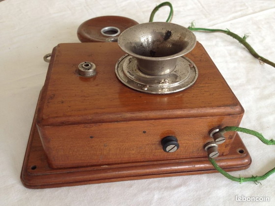 Image 1 of Telefono Antico in Legno, Auricolare Siemens & Halske, 1900 circa