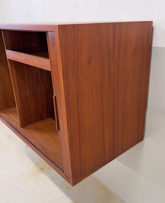 Image 1 of Teak Tambour Door Cabinet By Kai Kristiansen For Feldballes