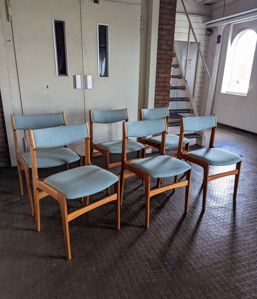 6x Chaises danoises en teck Erik Buch 1960s