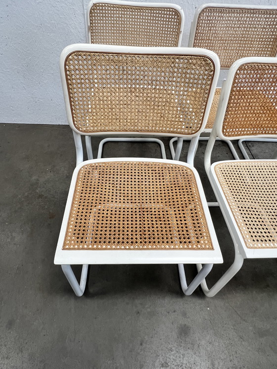 Image 1 of Six Vintage Cesca Design Chairs, White Finish, 1980's