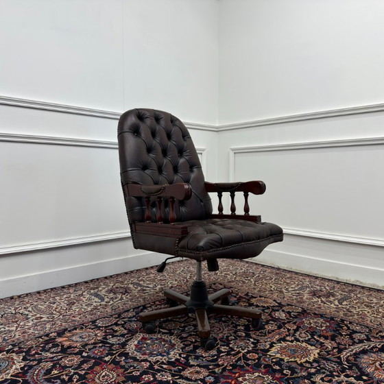 Sedia da Ufficio Chesterfield Inglese Marrone President Chair – Sedie da ufficio, Leather, Wood (photo 7 of 7)