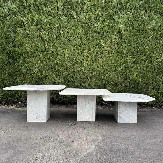 Image 1 of Set salontafels in Bianco Carrara marmer