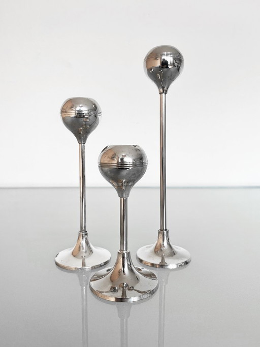 Ensemble vintage de trois chandeliers style Space Age années 70