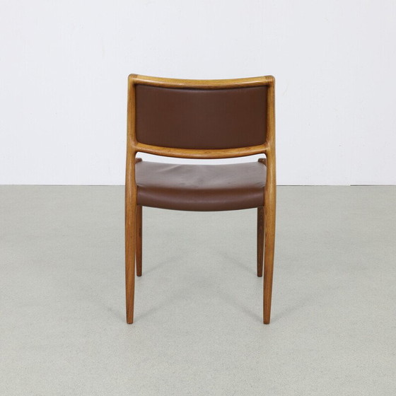 Image 1 of Set of 6 vintage model 80 leather dining chairs by Niels Møller for J.L. Møllers Møbelfabrik, 1960