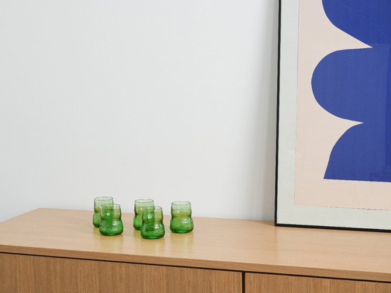 Image 1 of Set groene glazen, Italiaans design, jaren 70, gemaakt in Italië.