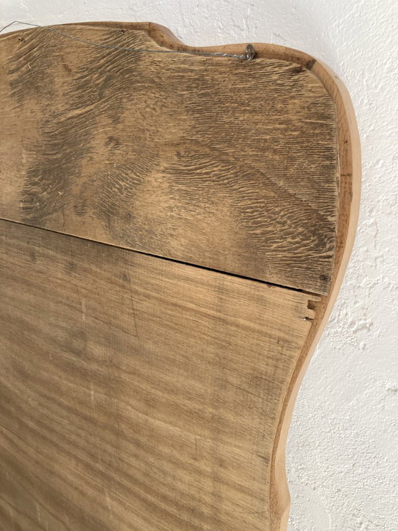 Image 1 of Art Nouveau mirror, curved wooden frame and cut glass