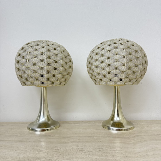 Image 1 of Set of 2 Aro leuchte table lamps with fabric shade , 1970s