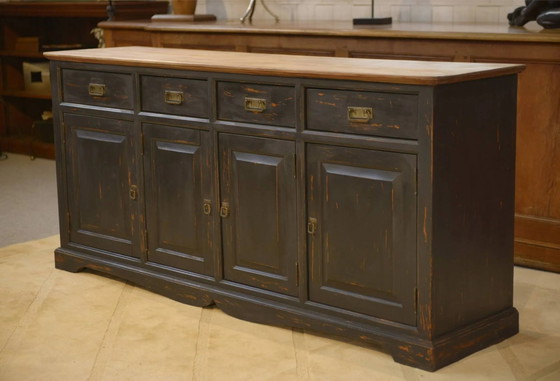 Schieferfarbenes Sideboard 1960er Jahre – Aufbewahrungsschrank, Holz, Vintage (photo 5 of 12)