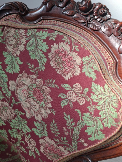 Pair of Vintage Armchairs - Louis XV Style (1960s) in Fine Cherry