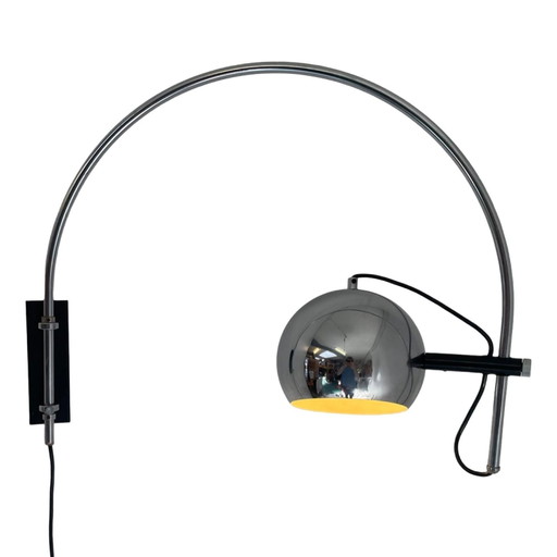Gepo - Space Age Wandlamp - Volledig Chroom - Oogbol Spot - Nederlands Ontwerp