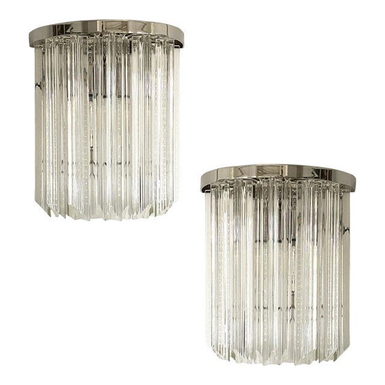 Image 1 of Set Of Two Contemporary Italian "Triedro" Belt Wall Sconces