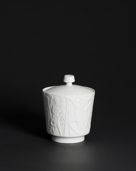 Image 1 of Mid Century KURT WENDLER pour EDELSTEIN "ATHEN" Vase en porcelaine et couvercle-Boîte 1957