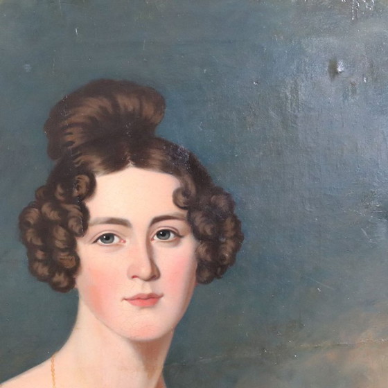 Image 1 of Ritratto di giovane donna, olio su tela, Italia, XIX secolo