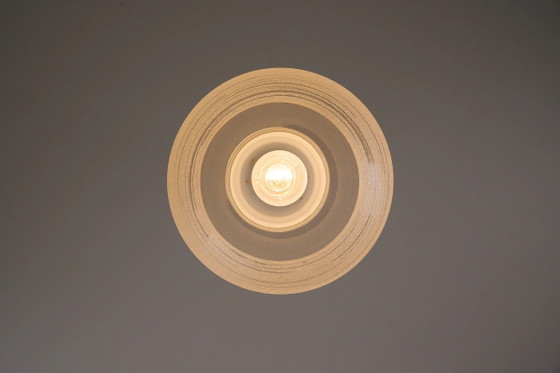 Lampada a Sospensione in Vetro Ghiaccio con Diffusore in Opalina, Plafoniere, Cromo, Bianco (foto 9 di 9)