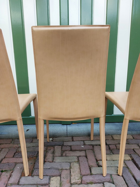 Image 1 of 6 x Kamel-Leder-Esszimmerstühle