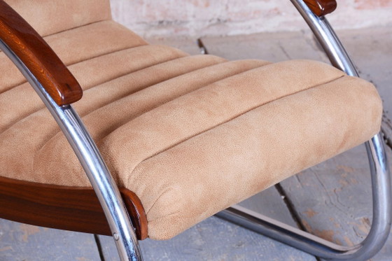Restored Bauhaus Armchair, by R. Slezak, Model K32, Beech, Chrome, Czech, 1930s – Textile, Wood (photo 18 of 22)