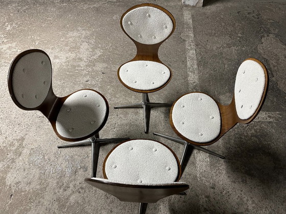 Image 1 of Set di 4 sedie vintage in legno curvato e impiallacciato in palissandro di Elmar Flötotto, Germania 1960