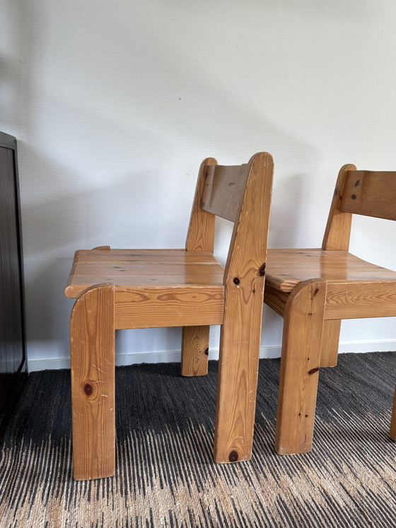 Image 1 of   Vintage Ate van Apeldoorn set pine wood stoelen brutalist