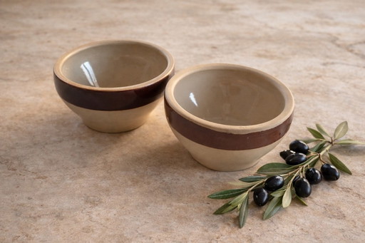 Set van 2 vintage aardewerken schaaltjes of kommetjes van Digoin