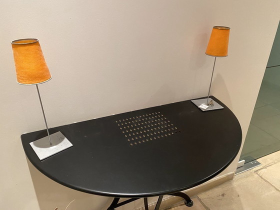 Image 1 of Half Round Black Side Table In Lacquered Iron