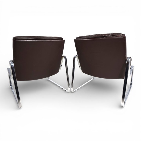 Image 1 of Set di 2 poltrone Drabert in pelle marrone di Gerd Lange, 1970