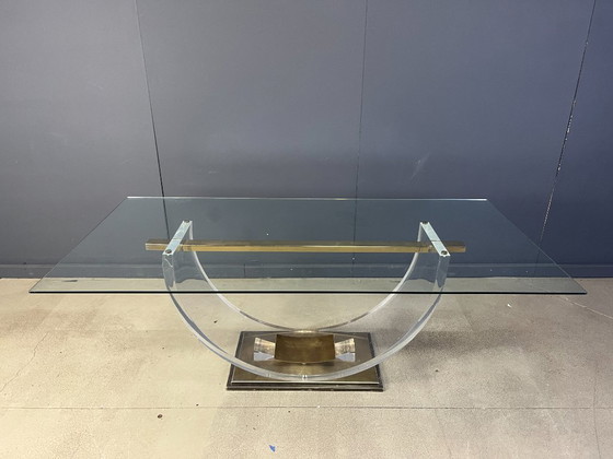 Image 1 of Vintage lucite and brass dining table, 1970s
