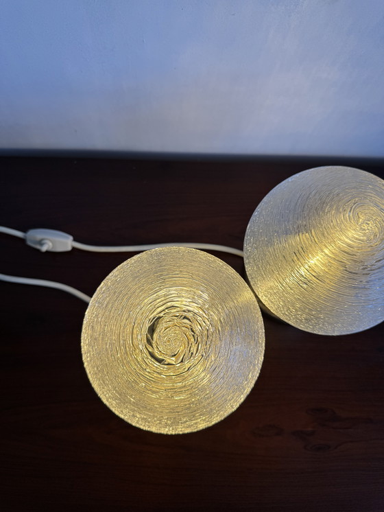 Image 1 of Pair of Doria Leuchten Table Lamps – Textured Globe Elegance