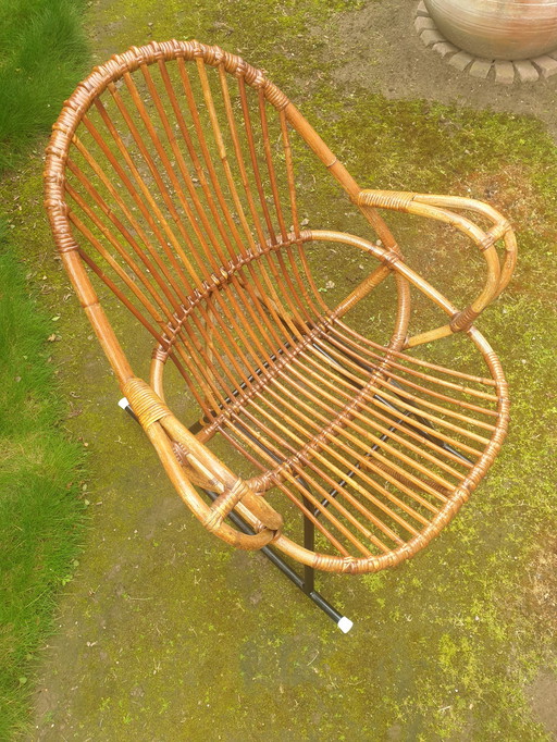 Vintage Rattan Dirk van Sliedregt Schaukelstuhl