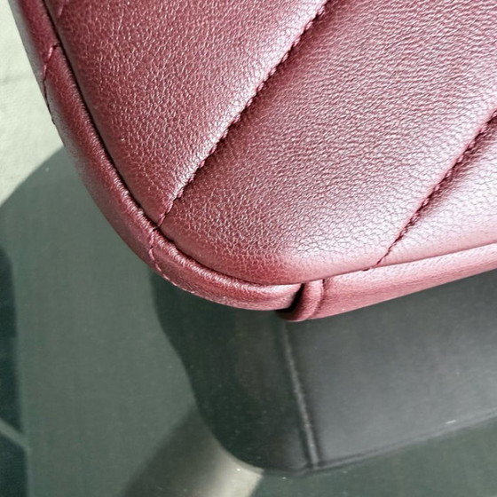 Image 1 of Chanel Flap - 22CM Chevron Calfskin Burgundy Gold Hardware Series 22