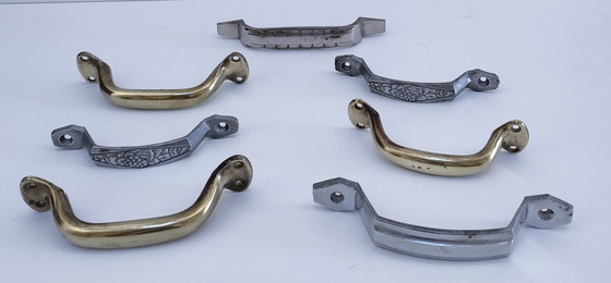 Image 1 of sette maniglie Art Déco in argento e ottone