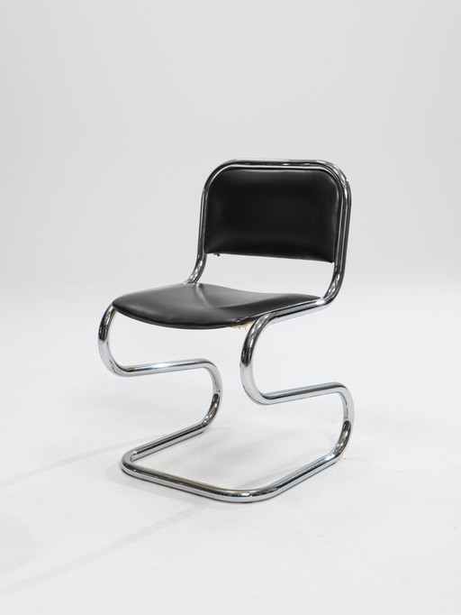 6x Chaises de salle à manger luge en chrome, Italie, années 1980