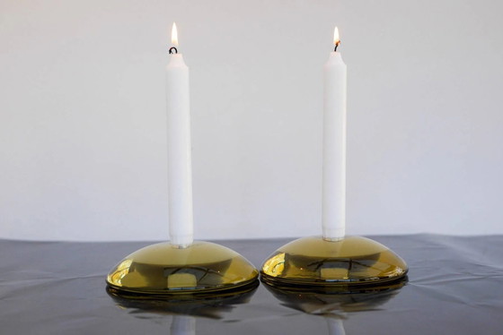 Image 1 of Bougeoirs en verre par Anne Nilsson pour Kosta, années 2000, set de 2