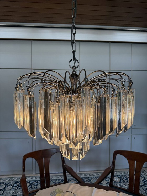 Lustre vintage avec 80 cristaux et pièces de rechange – Glass, Chrome (photo 5 of 6)