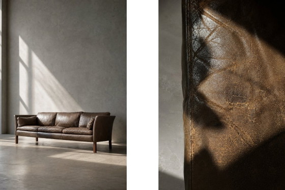 Image 1 of Divano Cromwell in pelle stile Mid-Century Modern, disegnato da Arne Norell negli anni '60.