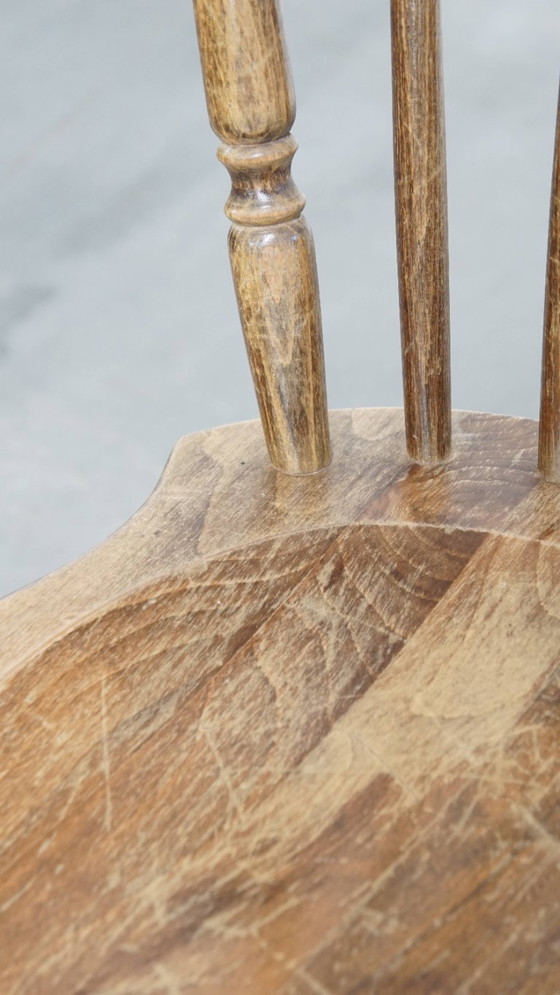 Image 1 of 6 x Antiker holländischer Holzbarhocker