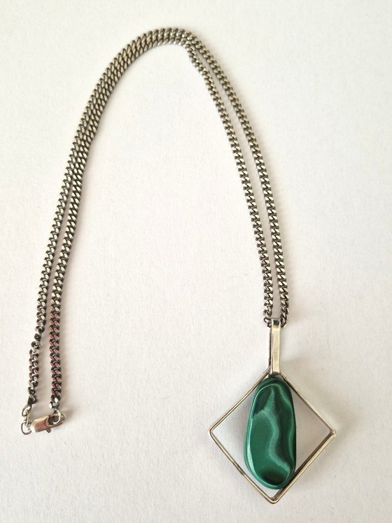 Silver design pendant with malachite and silver necklace – 925, Decorative Objects (photo 5 of 9)