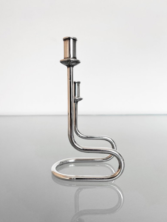 Image 1 of Vintage Maestri Italy verzilverde kandelaar kaarsenhouder