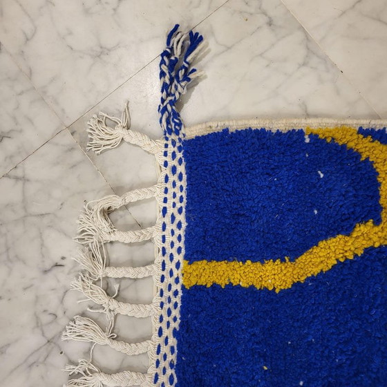 Alfombra Beni Ouraine Tradicional Hecha a Mano Azul y Amarillo 2/3 M – Alessi, Wool (photo 6 of 8)