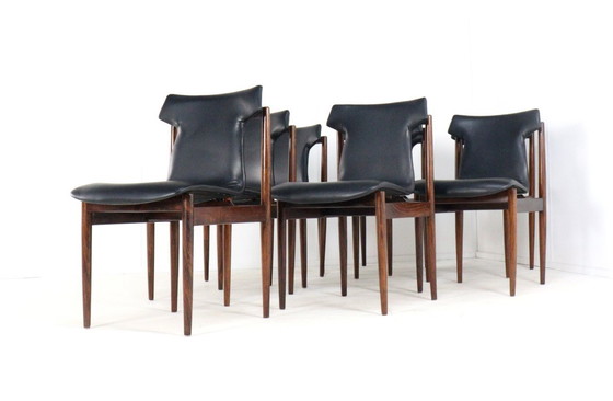 Image 1 of Set di 8 sedie Inger Klingenberg per Fristho Franeker rivestite vintage