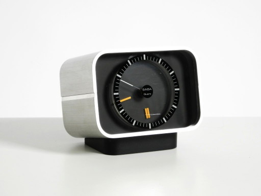 Horloge de table SABA originale, très rare et de grande taille, avec boîtier en aluminium, datant de 1975.