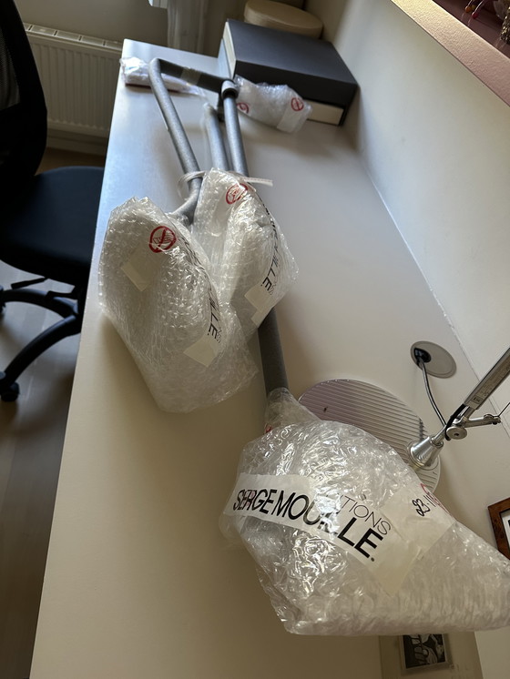 Image 1 of Serge Mouille ceiling lamp, 3 arms, 1 curved