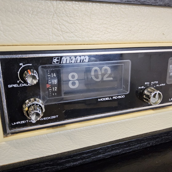 Image 1 of Set Vintage (jaren 80) Nachtkastjes zwart / wit retro Manta / 2 vintage nightstands (80s)