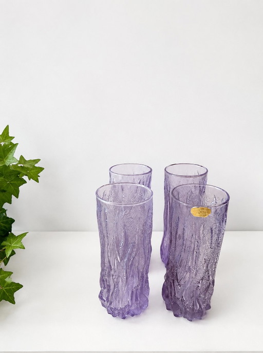 Verre brutaliste d'Alexandrie, Italie, années 1970 – glazen karaffen, Murano Glass