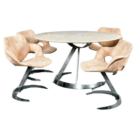 Image 1 of Table and Chairs by Boris Tabacoff, France, Space Age 1970s, Set of 5