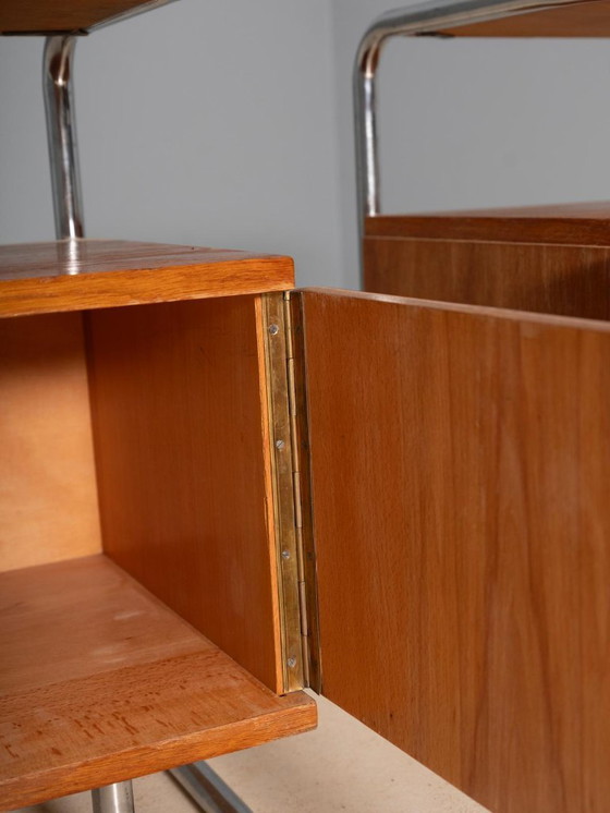 Image 1 of Pair of Chromed Nightstands, Vichr & spol, 1950s, Czechoslovakia