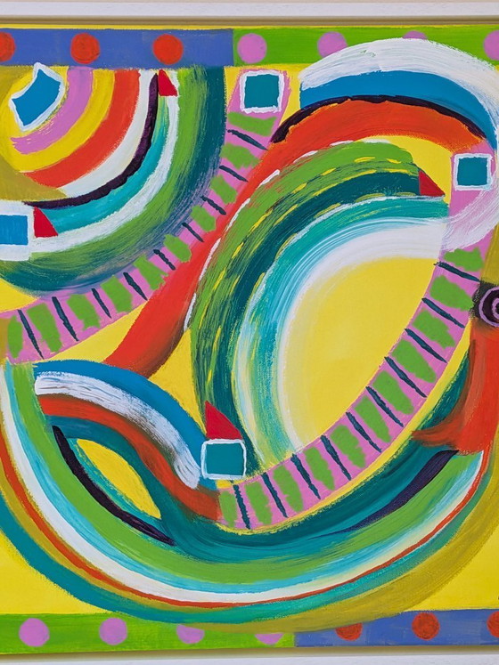 Image 1 of Nigel Waters St Ives Licht und Farbe 2 Acrylgemälde auf Leinwand gerahmt 53x53cm